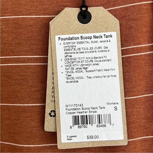 NWT PrAna Foundation Pocket Scoop Neck Tank in Copper Heather Stripe Size S - Picture 5 of 5